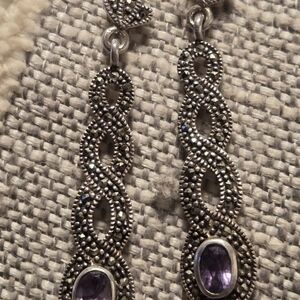 Sterling Silver Marcasite Amethyst Earrings